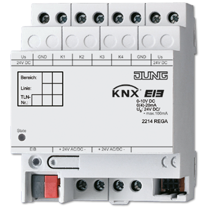 Jung 2214REGA KNX/EIB-интерфейс аналоговый, 4 входа