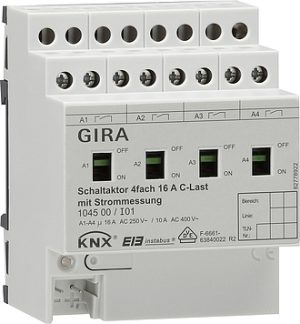Gira 104500 Актуатор (Реле Instabus KNX/EIB), 4-канальное, цвет: REG plus