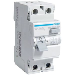 УЗО Hager / 63A / 30mA / AC-тип / 2 пол. / CDC762J
