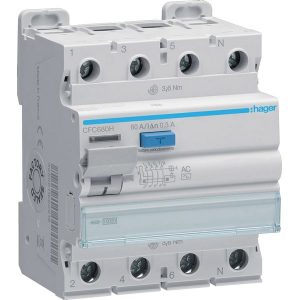 УЗО Hager / 80A / 300mA / AC-тип / 4 пол. / CFC680H