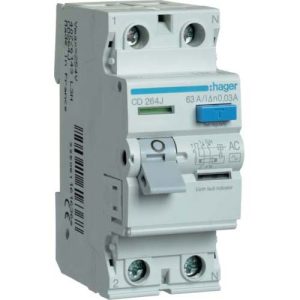 УЗО Hager / 63A / 30mA / AC-тип / 2 пол. / CD264J