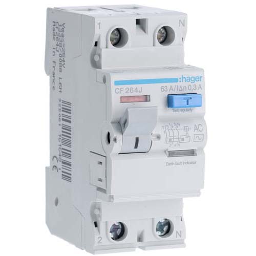 УЗО Hager / 63A / 300mA / AC-тип / 2 пол. / CF264J