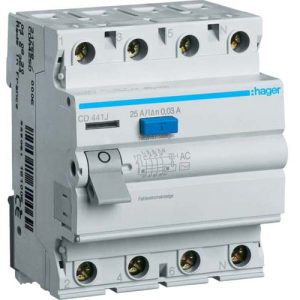 УЗО Hager / 40A / 30mA / AC-тип / 4 пол. / CD441J