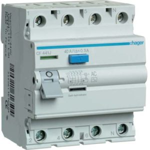 УЗО Hager / 40A / 300mA / AC-тип / 4 пол. / CF441J