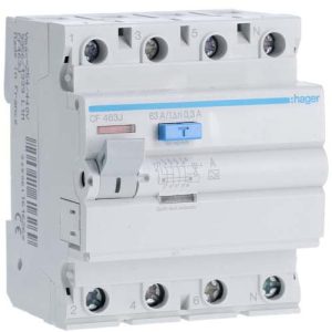 УЗО Hager / 63A / 300mA / A-тип / 4 пол. / CF463J