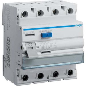 УЗО Hager / 25A / 300mA / A-тип / 4 пол. / CFA425D