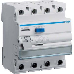 УЗО Hager / 63A / 300mA / A-тип / 4 пол. / CFA463D