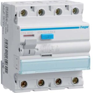 УЗО Hager / селективное / 63A / 300mA / A-тип / 4 пол. / CPA463D