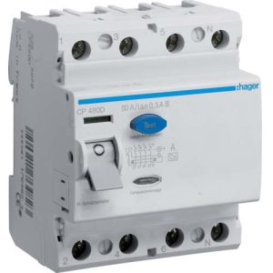 УЗО Hager / селективное / 80A / 300mA / A-тип / 4 пол. / CP480D