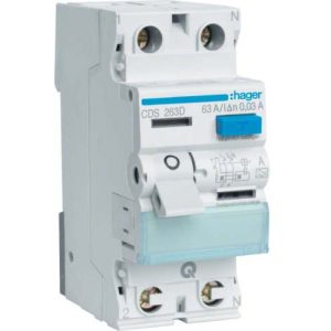 УЗО Hager / 63A / 30mA / A-тип / 2 пол. / CDS263D