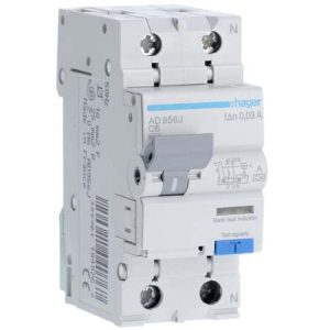 Дифф. автомат Hager / 6A / 30mA / A-тип / C-хар / 2 пол / 6kA / AD956J