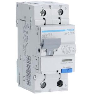 Дифф. автомат Hager / 25A / 30mA / A-тип / C-хар / 2 пол / 6kA / AD975J