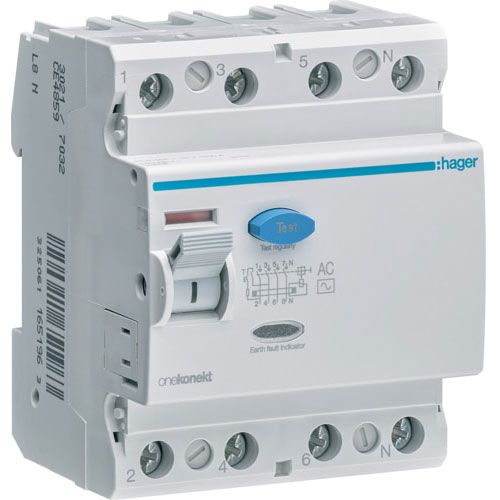 УЗО Hager / 100A / 300mA / AC-тип / 4 пол. / CF485Z