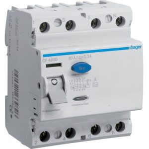УЗО Hager / 80A / 300mA / A-тип / 4 пол. / CF480D
